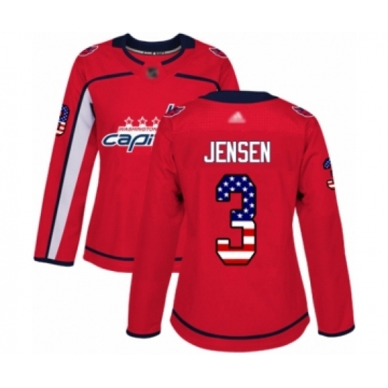 Women's Washington Capitals #3 Nick Jensen Authentic Red USA Flag Fashion Hockey Jersey - Ujersey