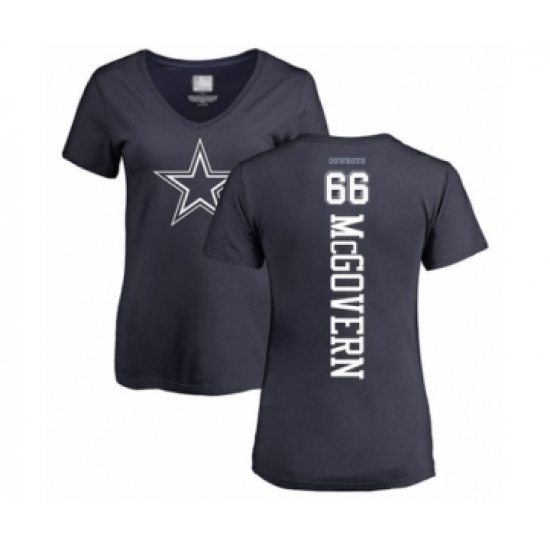 Football Women's Dallas Cowboys #66 Connor McGovern Navy Blue Backer T-Shirt
