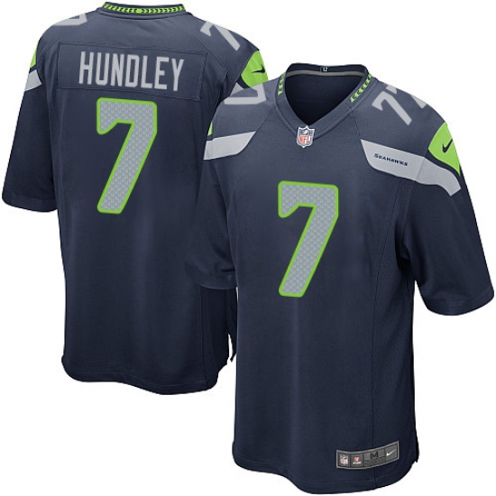 Men's Nike Seattle Seahawks #7 Brett Hundley Game Navy Blue Team Color NFL Jersey - Ujersey