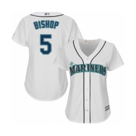 Women's Seattle Mariners #5 Braden Bishop Authentic White Home Cool Base Baseball Player Jersey - Ujersey