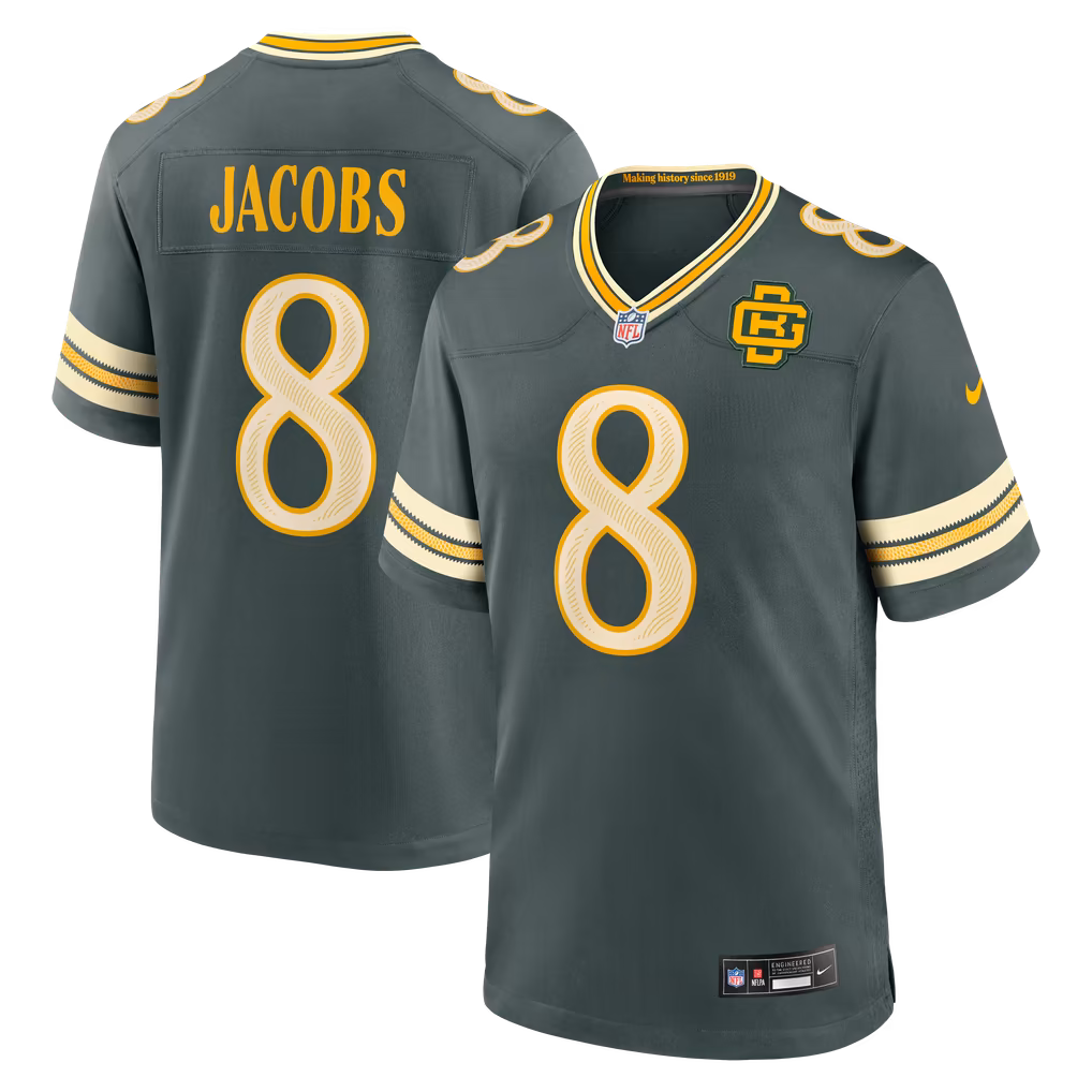 Men's Green Bay Packers Josh Jacobs Nike Green 2026 Rivalries Collection Game Jersey - Ujersey