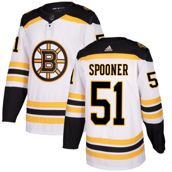 Youth Adidas Boston Bruins #51 Ryan Spooner Authentic White Away NHL Jersey - Ujersey