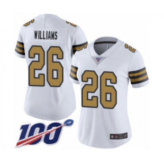Women's New Orleans Saints #26 P.J. Williams Limited White Rush Vapor Untouchable 100th Season Football Jersey - Ujersey