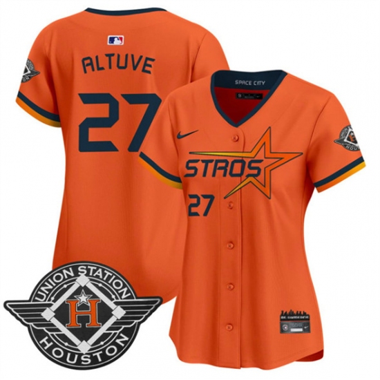 Women's Houston Astros #27 Jose Altuve Orange 2025 City Connect Limited Stitched Baseball Jersey(Run Small)