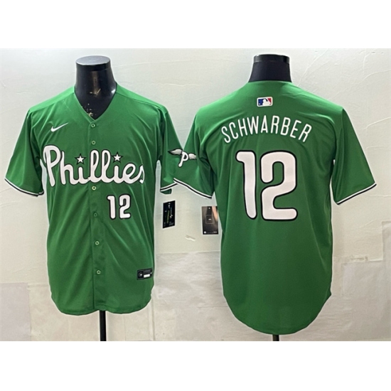 Men's Philadelphia Phillies #12 Kyle Schwarber Green Limited Stitched Jersey - Ujersey