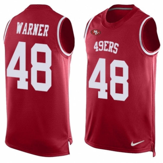 Men's Nike San Francisco 49ers #48 Fred Warner Limited Red Player Name & Number Tank Top NFL Jersey - Ujersey
