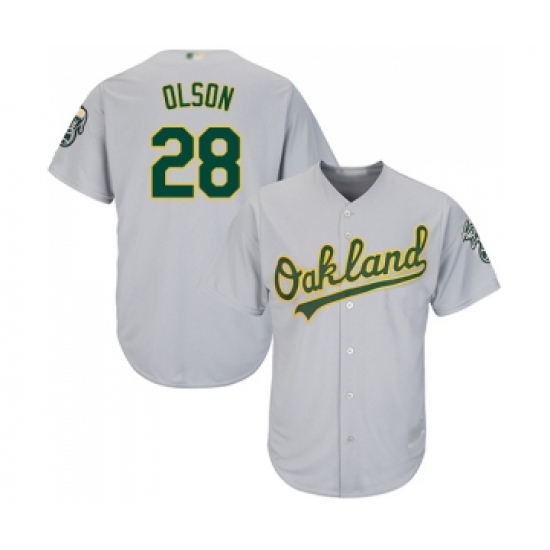 Youth Oakland Athletics #28 Matt Olson Replica Grey Road Cool Base Baseball Jersey - Ujersey