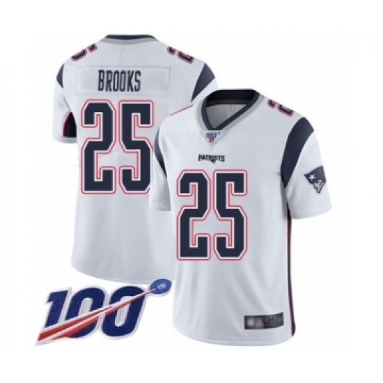 Men's New England Patriots #25 Terrence Brooks White Vapor Untouchable Limited Player 100th Season Football Jersey - Ujersey