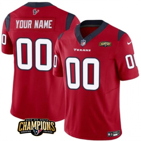 Men's Houston Texans Active Player Custom Red 2023 F.U.S.E. AFC South Champions Patch Vapor Limited Football Stitched Jersey - Ujersey