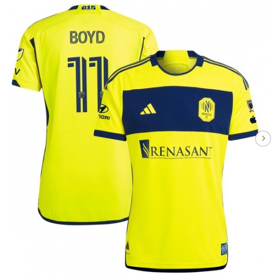 Mens Nashville SC Tyler Boyd adidas Yellow 2024 The 615 Kit Authentic Player Jersey - Ujersey