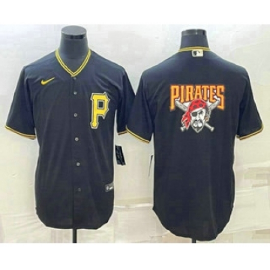 Men's Pittsburgh Pirates Big Logo Black Stitched MLB Cool Base Nike Jersey - Ujersey
