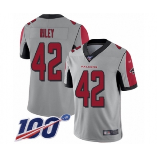 Youth Atlanta Falcons #42 Duke Riley Limited Silver Inverted Legend 100th Season Football Jersey - Ujersey