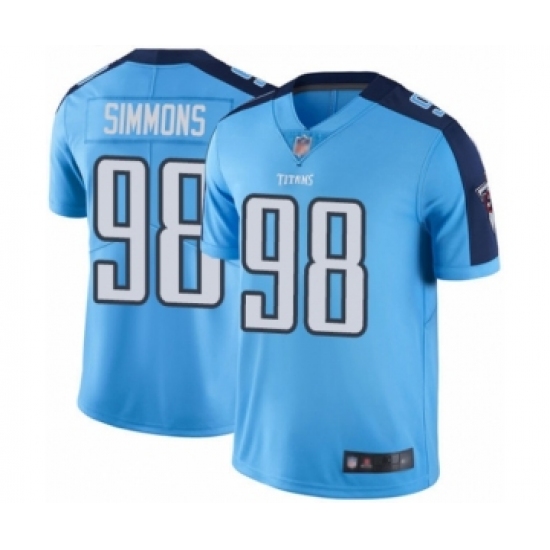 Men's Tennessee Titans #98 Jeffery Simmons Limited Light Blue Rush Vapor Untouchable Football Jersey - Ujersey