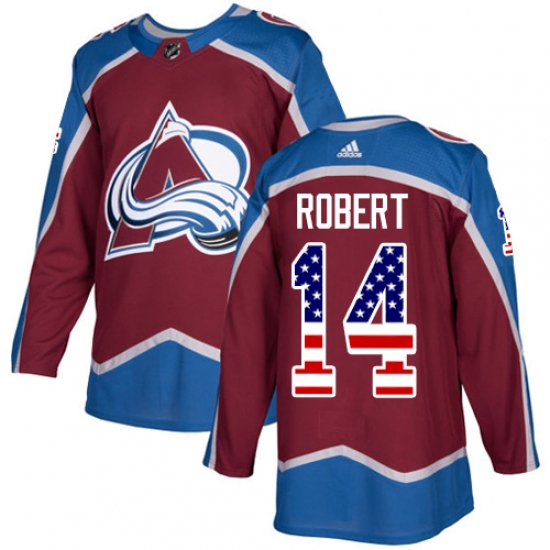 Youth Adidas Colorado Avalanche #14 Rene Robert Authentic Burgundy Red USA Flag Fashion NHL Jersey - Ujersey