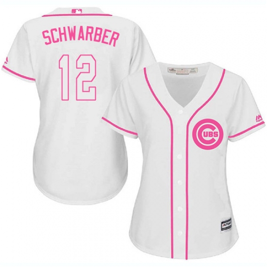 Women's Majestic Chicago Cubs #12 Kyle Schwarber Authentic White Fashion MLB Jersey - Ujersey