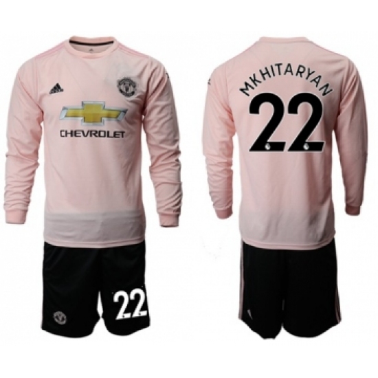 Manchester United #22 Mkhitaryan Away Long Sleeves Soccer Club Jersey