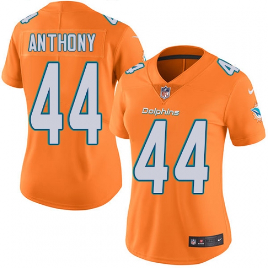 Women's Nike Miami Dolphins #44 Stephone Anthony Limited Orange Rush Vapor Untouchable NFL Jersey - Ujersey