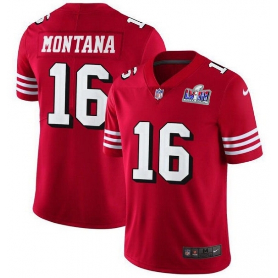 Men's San Francisco 49ers #16 Joe Montana Red Vapor Untouchable Limited Stitched 2024 Super Bowl LVIII Jersey - Ujersey