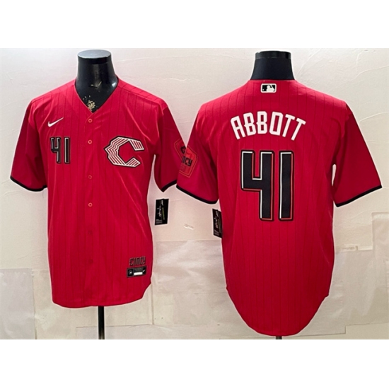 Men's Cincinnati Reds #41 Andrew Abbott Red 2026 City Connect Stadium Stitched Baseball Jersey - Ujersey