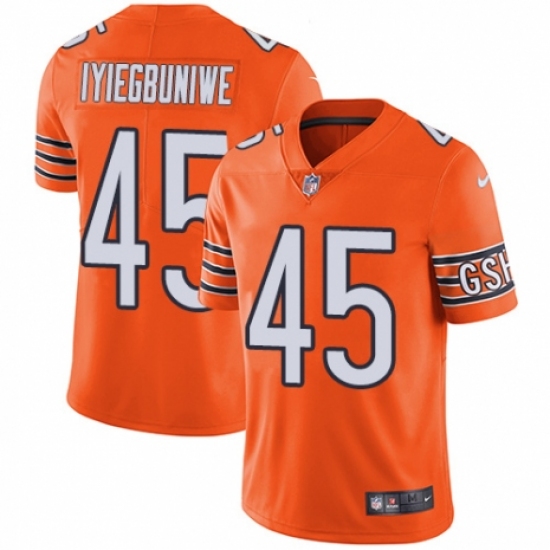 Men's Nike Chicago Bears #45 Joel Iyiegbuniwe Elite Orange Rush Vapor Untouchable NFL Jersey - Ujersey