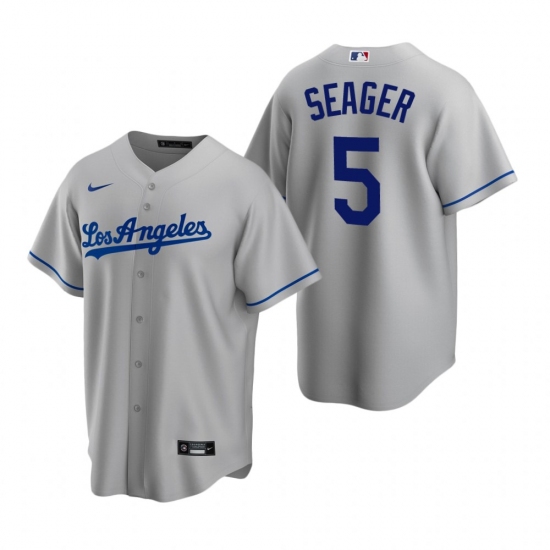 Men's Nike Los Angeles Dodgers #5 Corey Seager Gray Road Stitched Baseball Jersey - Ujersey