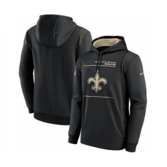 Men's New Orleans Saints 2021 Black Sideline Logo Performance Pullover Hoodie - Ujersey