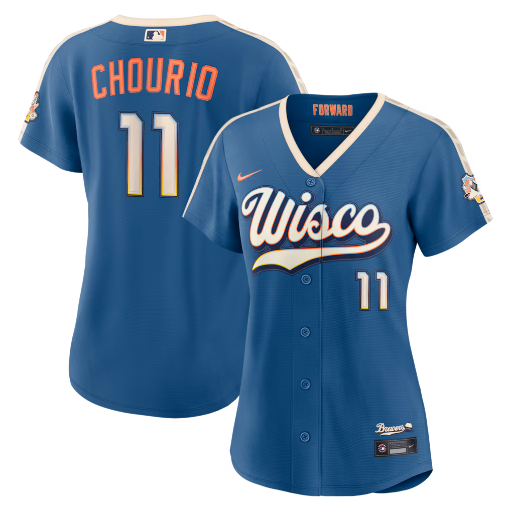 Women's Milwaukee Brewers Jackson Chourio Nike Mineral Blue 2026 City Connect Stadium Jersey - SUjersey01