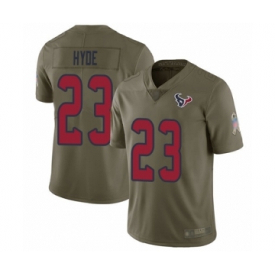 Men's Houston Texans #23 Carlos Hyde Limited Olive 2017 Salute to Service Football Jersey - Ujersey
