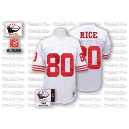 Mitchell and Ness San Francisco 49ers #80 Jerry Rice Authentic White Throwback NFL Jersey - Ujersey