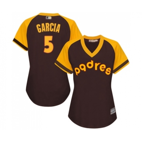 Women's San Diego Padres #5 Greg Garcia Replica Brown Alternate Cooperstown Cool Base Baseball Jersey - Ujersey