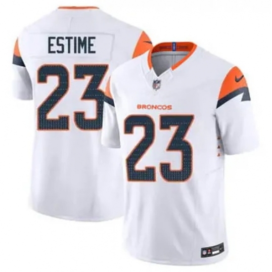 Men's Denver Brocos #23 Audric Estime White 2024 F U S E Stitched Limited NFL Jersey