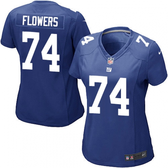 Women's Nike New York Giants #74 Ereck Flowers Game Royal Blue Team Color NFL Jersey - Ujersey