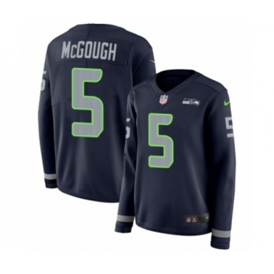 Women's Nike Seattle Seahawks #5 Alex McGough Limited Navy Blue Therma Long Sleeve NFL Jersey - Ujersey