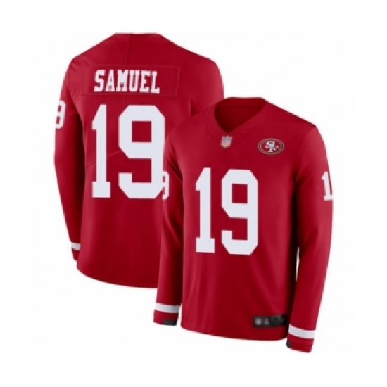 Men's San Francisco 49ers #19 Deebo Samuel Limited Red Therma Long Sleeve Football Jersey - Ujersey