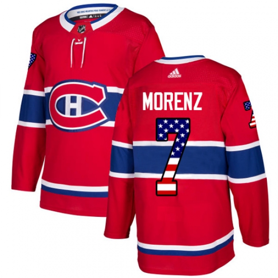 Youth Adidas Montreal Canadiens #7 Howie Morenz Authentic Red USA Flag Fashion NHL Jersey - Ujersey