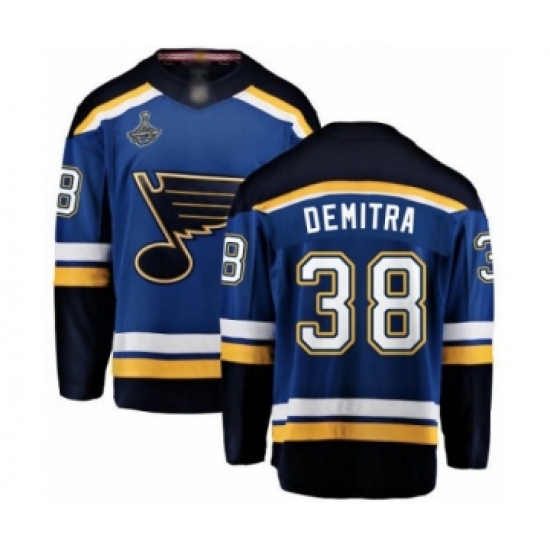 Men's St. Louis Blues #38 Pavol Demitra Fanatics Branded Royal Blue Home Breakaway 2019 Stanley Cup Champions Hockey Jersey - Ujersey