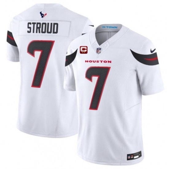 Men's Houston Texans #7 C.J. Stroud White 2024 Vapor F.U.S.E. With 2-Star C Limited Stitched Jersey - Ujersey