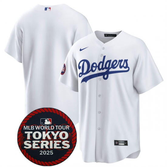 Men's Los Angeles Dodgers Blank White 2025 World Tour Tokyo Series Home Stitched Baseball Jersey - Ujersey