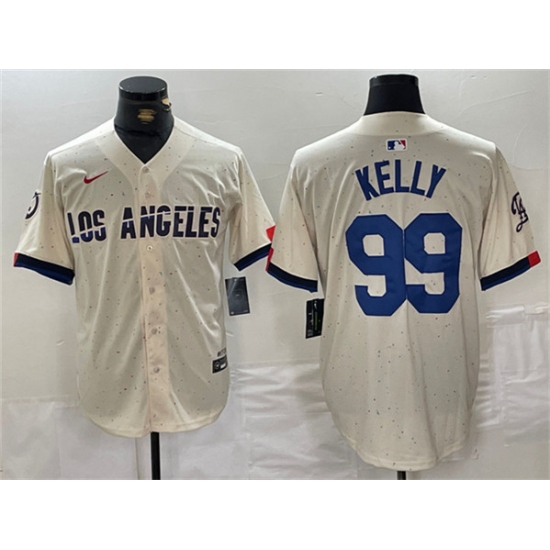 Men's Los Angeles Dodgers #99 Joe Kelly Cream Stitched Baseball Jersey - Ujersey