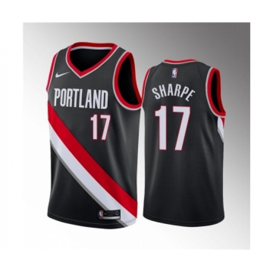 Men's Portland Trail Blazers #17 Shaedon Sharpe Black Icon Edition Stitched Basketball Jersey - Ujersey