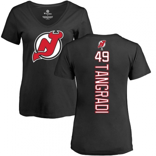NHL Women's Adidas New Jersey Devils #49 Eric Tangradi Black Backer T-Shirt - Ujersey