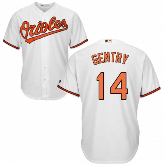 Men's Majestic Baltimore Orioles #14 Craig Gentry Replica White Home Cool Base MLB Jersey - Ujersey