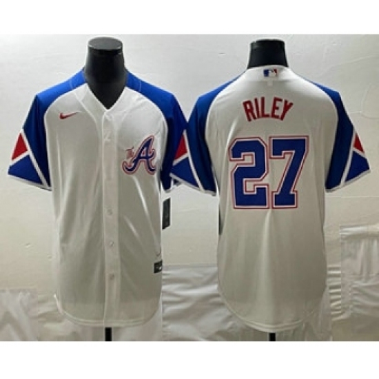 Men's Atlanta Braves #27 Austin Riley White 2023 City Connect Cool Base Stitched Jersey - Ujersey
