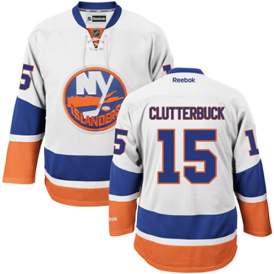 Women's Reebok New York Islanders #15 Cal Clutterbuck Authentic White Away NHL Jersey - Ujersey