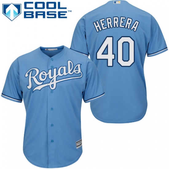 Men's Majestic Kansas City Royals #40 Kelvin Herrera Replica Light Blue Alternate 1 Cool Base MLB Jersey - Ujersey