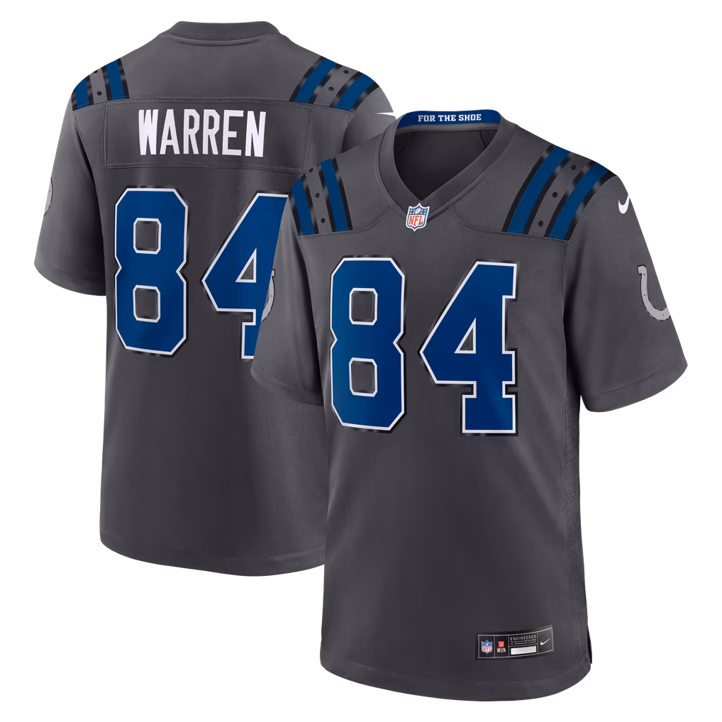 Men's Indianapolis Colts Tyler Warren Nike Anthracite 2026 Rivalries Collection Game Jersey - Ujersey