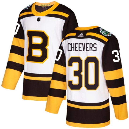 Youth Adidas Boston Bruins #30 Gerry Cheevers Authentic White 2019 Winter Classic NHL Jersey - Ujersey