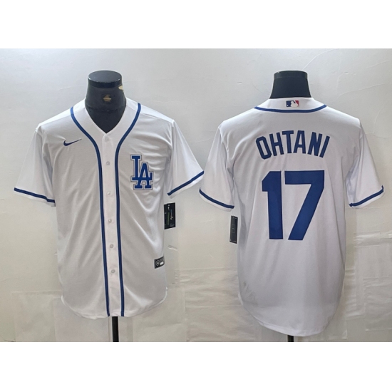 Men's Los Angeles Dodgers #17 Shohei Ohtani White Cool Base Stitched Baseball Jersey - ujerseystore