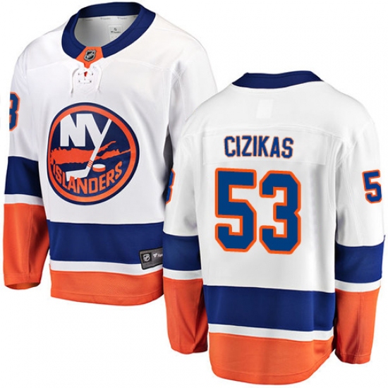 Youth New York Islanders #53 Casey Cizikas Fanatics Branded White Away Breakaway NHL Jersey - Ujersey