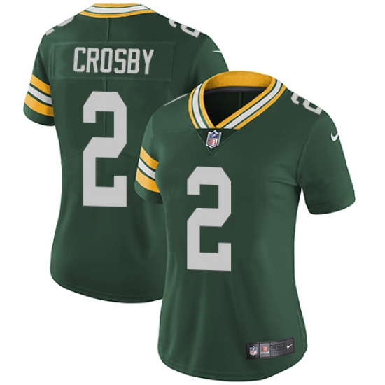 Women's Nike Green Bay Packers #2 Mason Crosby Green Team Color Vapor Untouchable Limited Player NFL Jersey - Ujersey